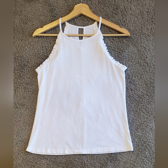 Lilly Pulitzer Tops - Lilly Pulitzer White Ruffle Halter Camisole Tank Top Size XS